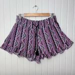 No Boundaries  High Waist Patterned Shorts - Pink and Black Ruffle hem Size L Photo 1