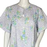 Miss Elaine Housecoat Womens Medium Blue Floral Seersucker Lightweight‎ Summer Photo 4