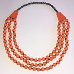Vintage Orange Wooden Beads and Black Glass Beaded Boho Necklace Photo 0