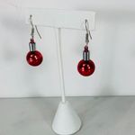 Christmas Ornament Earrings Red 1.75" Photo 1
