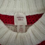 Red and White Striped Crew Neck Sweater Photo 2