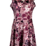 Mi ami Soft Grunge Velvet Mini Skater Dress Womens XS Pink Romantic Floral Photo 0