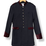 Mango MNG Suit Military Style Jacket Blue Size XS Velvet Trim Women Epaulets Photo 0