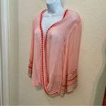 Ivy Jane Sheer Wrap Cardigan with Embroidery Pink Small Photo 3