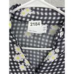ASOS Women's Button Down Shirt Black Gingham Floral Wide Sleeve Size 4 Sheer Photo 10
