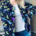 Vintage style Y2K colorful butterfly padded shoulder quilted embroidered jacket Black Size M Photo 2