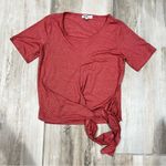 William Rast Red and White Striped Front Tie Short Sleeve Tee Shirt Womens Small Photo 3