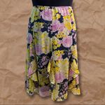 Notations Vintage  Dark Blue Yellow Pink Floral Midi Skirt Photo 3