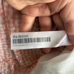 En Saison Caldera Shirred Gingham Vneck Barbie Peach Mini Dress S Orange Photo 14