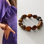 Free People Ariana Ost Crystal Stone Chunky Bracelet Tigers Eye Western Bohemian Photo 1