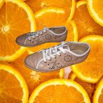 Geox  Respira‎ Tan Sneakers with Floral Cutouts Size 8 Photo 2