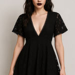 Showpo Lace Mini Dress 6 Whimsigoth Romantic Babydoll Deep V Fairy Grunge Y2K Black Photo 0