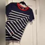 NWT Joules Size 4 Navy Blue Nautical Stripe Red Crew Neck Short Sleeve Tee Shirt Photo 4
