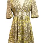 See By Chloe  Printed Cotton Dress Pockets Yellow Tan Size 4 Photo 9