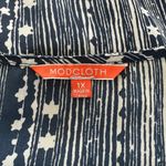 Modcloth Top Shirt Plus Sz 1X Blue White Stripe Shoulder Buttons Sleeveless EUC Photo 5