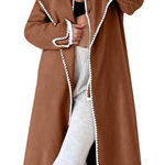 Women's Double Long Sleeved Braided Lapel Long Coat Loose 80s Jacket. Size S Brown Photo 0
