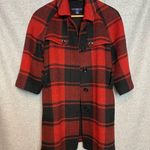 Calvin Klein GAP Petite Small Red and Black Plaid Wool Women's Coat Photo 0