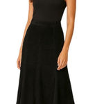 CAbi  Y2K Genuine Suede Leather Maxi Skirt Black Size L Minimalist Coastal Boho Photo 0