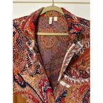 Moth by Anthropologie Women's Medium Retro Intarsia Paisley Blazer Mustard Gold Photo 3