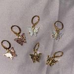 Princess Polly Butterfly hoop dangle glitter gold earrings 3 pairs 🦋 Photo 0