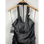 La Femme  Black Satin Collared Halter Formal Beaded‎ Cocktail Mini Dress Size S Photo 8