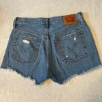 Levi's 501 Distressed High Rise Raw Hem Denim Shorts Photo 1