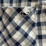 Vineyard Vines  Flannel Shirt Women's Relaxed Blue Gray Pocket Long Sleeve Size 4 Photo 3