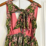 House of Harlow 1960 Linen Blend Halter Mini Dress S Floral Plunge Neck Tie Back Pink Photo 5