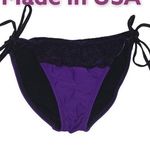 Jelly Swimwear Size S Purple Lace Trim Side Ties Bikini Bottom. Made in USA New Black Photo 1