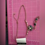 Nine West  Blue crystal diamond pendant necklace 19” + bracelet 7” + Earrings set Photo 7