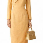 NWT Vntg 80s Barrie Pace LTD Peach Linen Blend Midi Dress Cocktail Workwear Sz M Orange Size M Photo 0