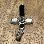 Sterling Silver NWOT Mother of Pearl & Black Onyx Marcasite Cross 925  Pendant Photo 6