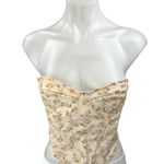 NEW Commense Cream Floral Strapless Tube Corset Bustier Crop Top Size M Size M Photo 0