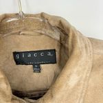 Vintage Giacca Leather Jacket Velvet Fringe Size Medium Western Bohemian Tan Photo 3