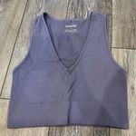 Garage  Blue Ribbed Plunge Cropped Tank Photo 0