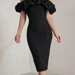 NWT Club L Londo EstieBlack Structured Statement Bardot Midi Dress Size 6 Black Photo 0