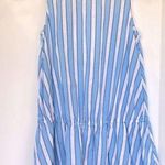 ZARA Poplin Tunic Dress Blue & White Vertical Stripe XS Photo 1
