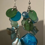 Colorful Teal Abalone | Sea Glass Dangle Earrings Blue Photo 0