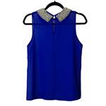 Dizzylissy Royal Blue Sleeveless Top with Beaded Collar Photo 1