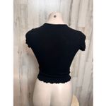 Popular 21 Black Ribbed Lettuce Hem Crop Top Size M Size M Photo 4