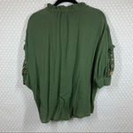 ZARA ‎ Green Ruffle Floral Embroidered Beaded Mock Neck Peasant Top Photo 1