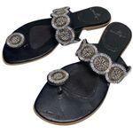 SE Boutique Women’s Size 8.5 Black Beaded Thong Flat Flip Flop Sandals Photo 0