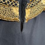 Vintage Beaded Drama Black Gold Drop Waist Sequin Cocktail Dress Sleeveless 4 Size M Photo 12