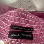 Urban Outfitters  Pink Smocked satin Ruched Cami Tie Shoulder Crop Top Size L Photo 2