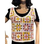 Crochet Knit Cropped Tank Boho Hippie Granny Squares Rebellion Again size XS Purple Photo 5
