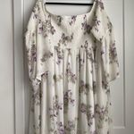 Torrid 3 Ivory Floral Smocked Off Shoulder Chiffon Skater Dress, Size 3 Photo 3