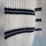 Lands' End Drifter Heavyweight Cotton Pullover Striped V Neck Sweater XL Ivory Photo 3