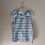 Dress Barn Y2K  BLUE AND WHITE PLAID CRINKLE‎ TOP Photo 2