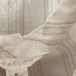 Caslon  Ivory Cloud Bonnie Woven Peasant Top medium White beige striped boho Photo 5