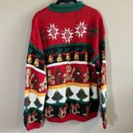 The Eagle’s Eye Women’s Hand Knit Christmas Sweater Large Red Photo 5
